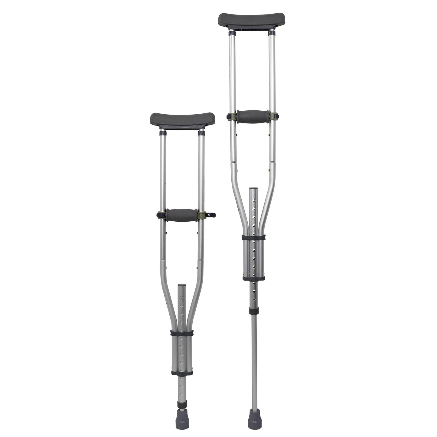 Underarm Crutches McKesson Youth / Adult / Tall Adult 4 Foot 6 Inch to 6 Foot 6 Inch User Height Aluminum Frame 300 lbs. Weight Capacity