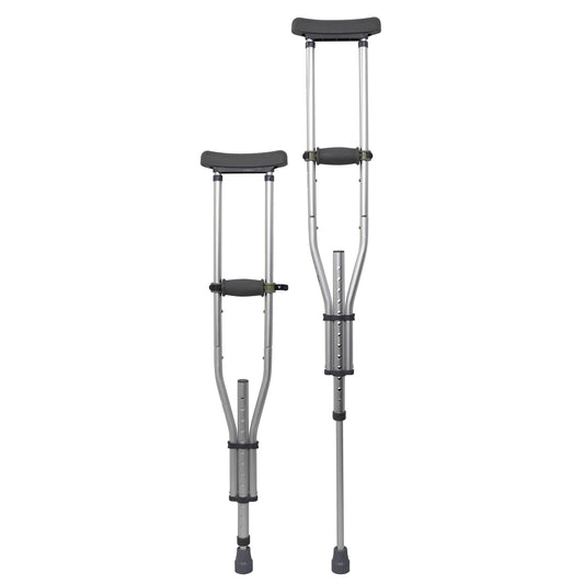 Underarm Crutches McKesson Youth / Adult / Tall Adult 4 Foot 6 Inch to 6 Foot 6 Inch User Height Aluminum Frame 300 lbs. Weight Capacity