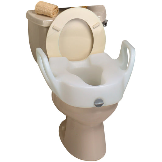 Raised Toilet Seat with Arms Ableware Lock-On™ 5 Inch Height Standard / Elongated 300 lbs. Weight Capacity