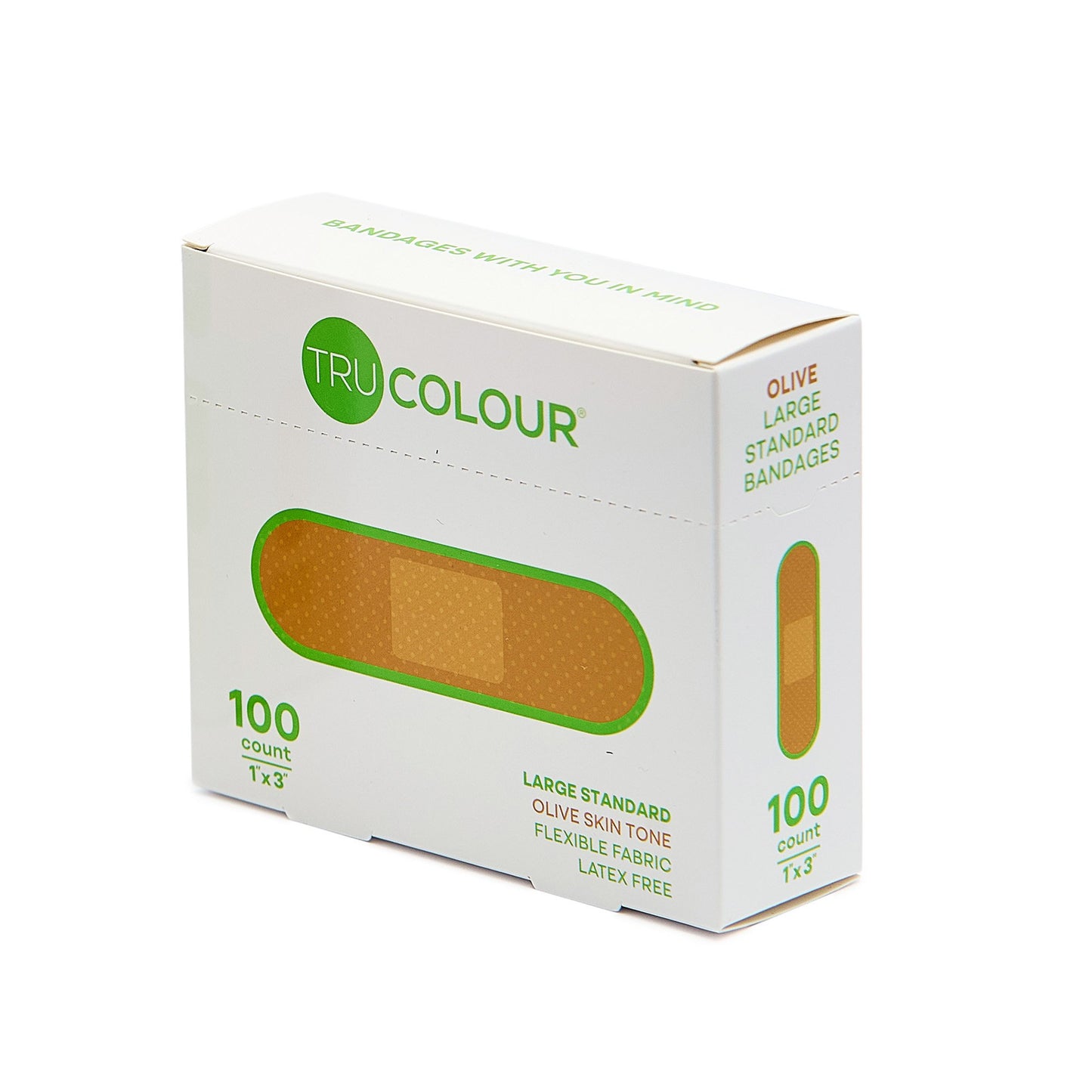 Adhesive Strip Tru-Colour® Fabric Olive 1 X 3 Inch Sterile