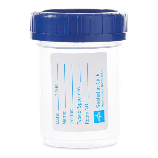 Specimen Container Click-N-Close 90 mL (3 oz.) Screw Cap Patient Information Sterile