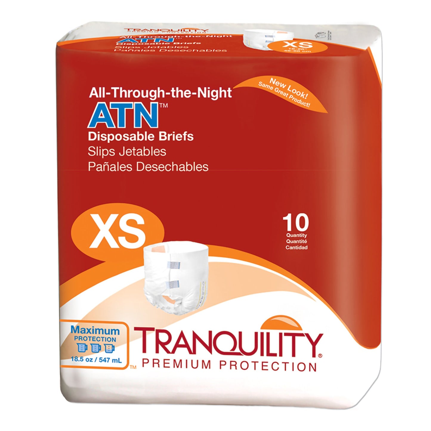 Unisex Adult Incontinence Brief Tranquility® ATN X-Small Disposable Heavy Absorbency