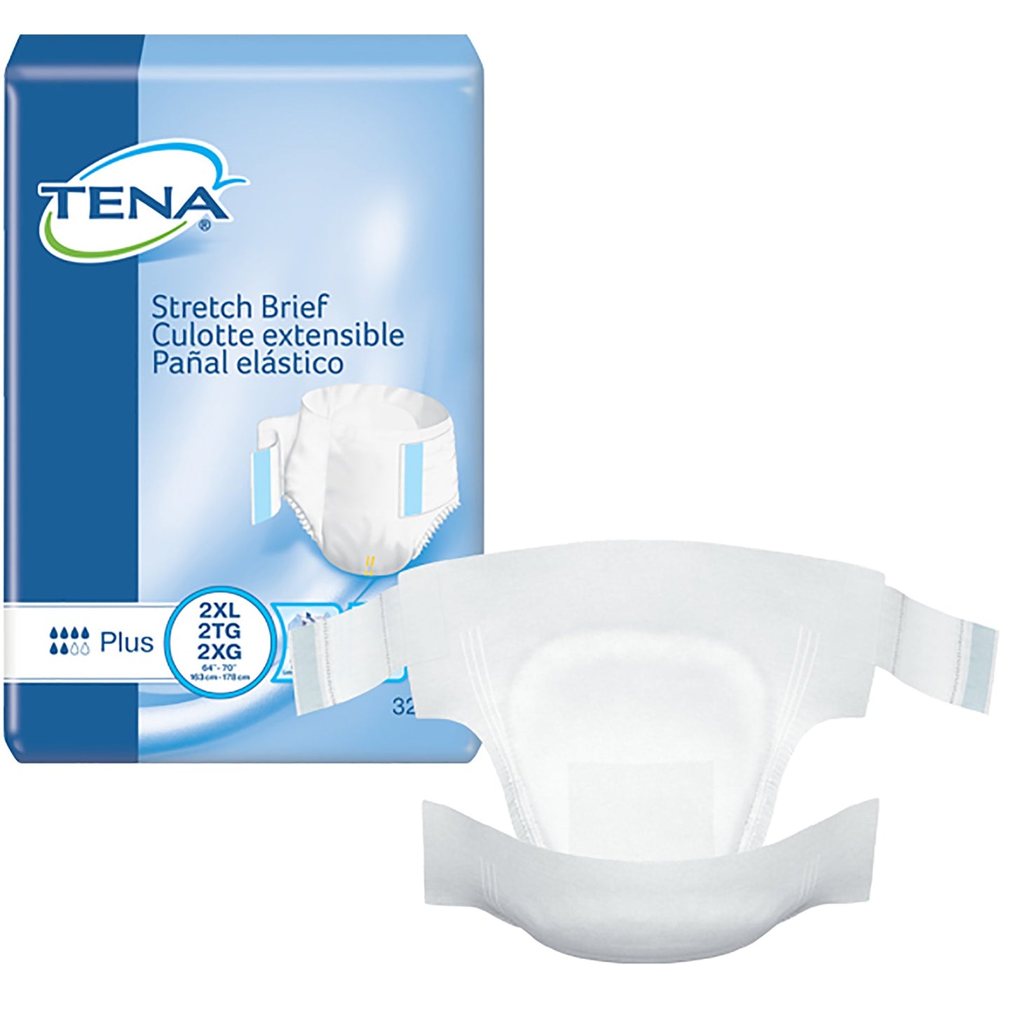 Unisex Adult Incontinence Brief TENA® Stretch™ Plus 2X-Large Disposable Moderate Absorbency