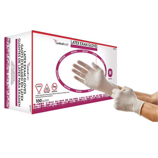 Exam Glove Positive Touch® Medium NonSterile Latex Standard Cuff Length Fully Textured Ivory Not Rated