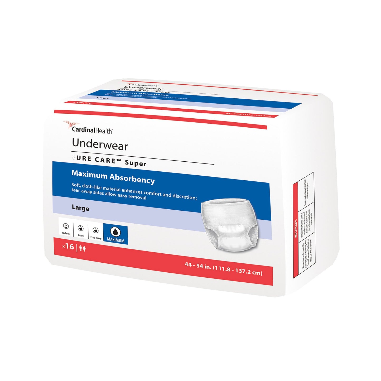 Unisex Adult Absorbent Underwear Sure Care™ Super Pull On with Tear Away Seams Large Disposable Heavy Absorbency