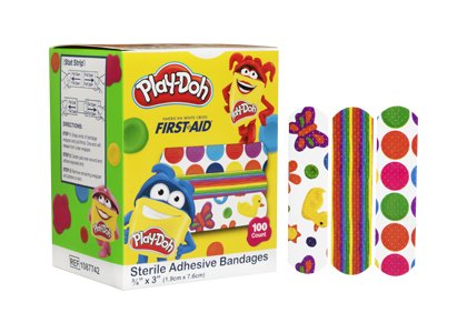 Adhesive Strip American White Cross® First Aid Plastic Kid Design (Play Doh) 3/4 X 3 Inch Sterile