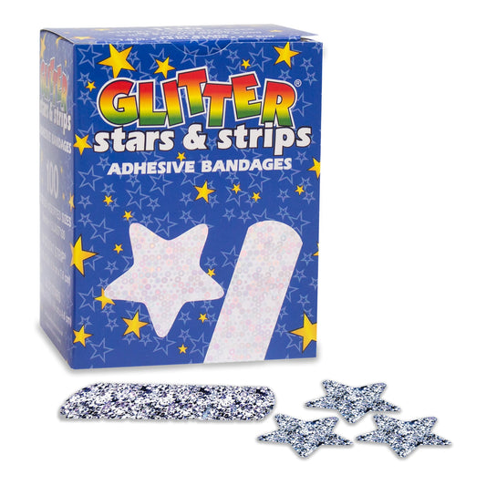 Adhesive Strip Stat Strip® Plastic Kid Design (Glitter Stars and Stripes) 3/4 X 3 Inch Sterile