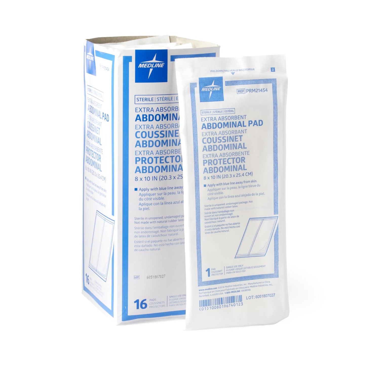 Abdominal Pad Medline Essentials 8 X 10 Inch Sterile 16 per Pack