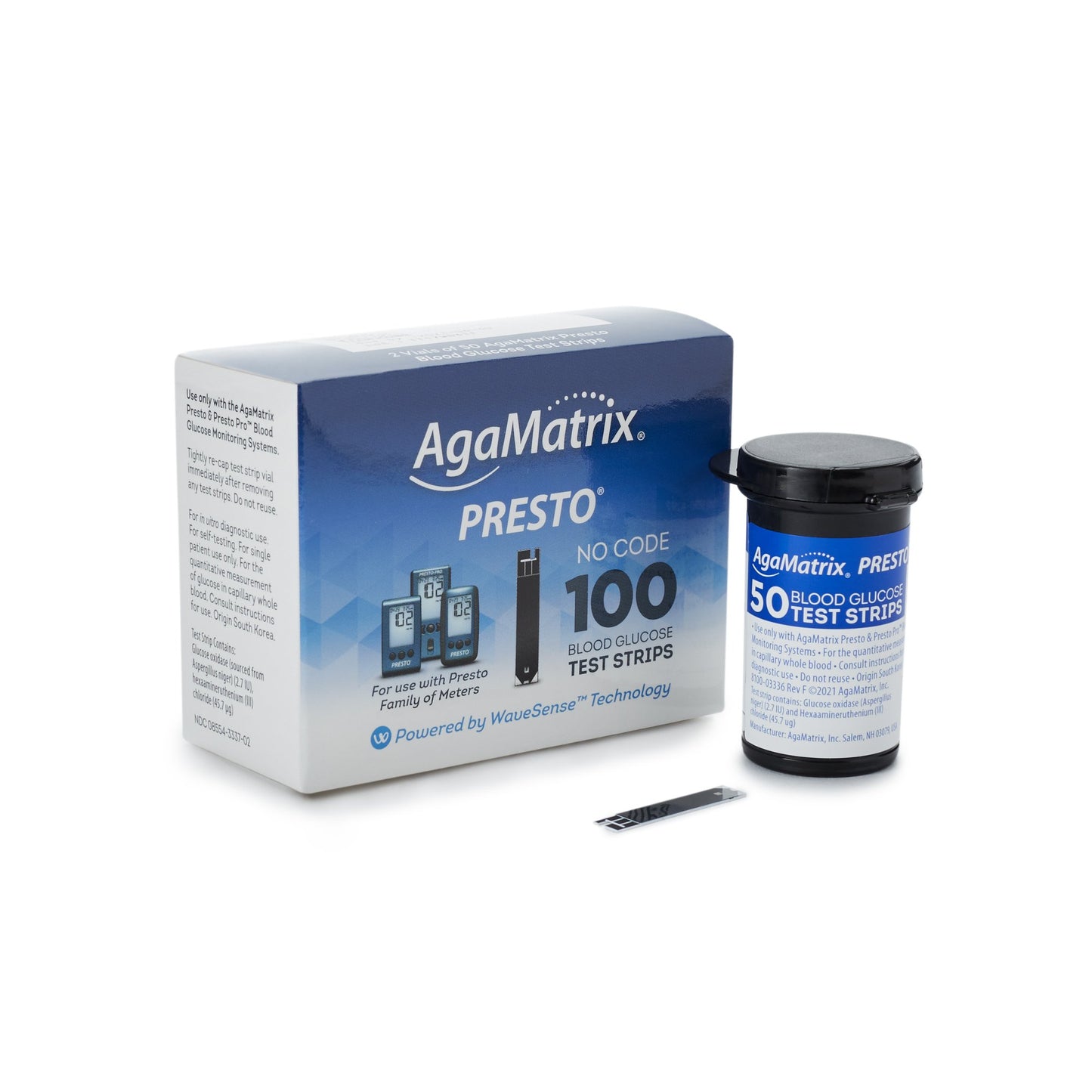 Blood Glucose Test Strips Wavesense® Presto® 100 Strips per Pack