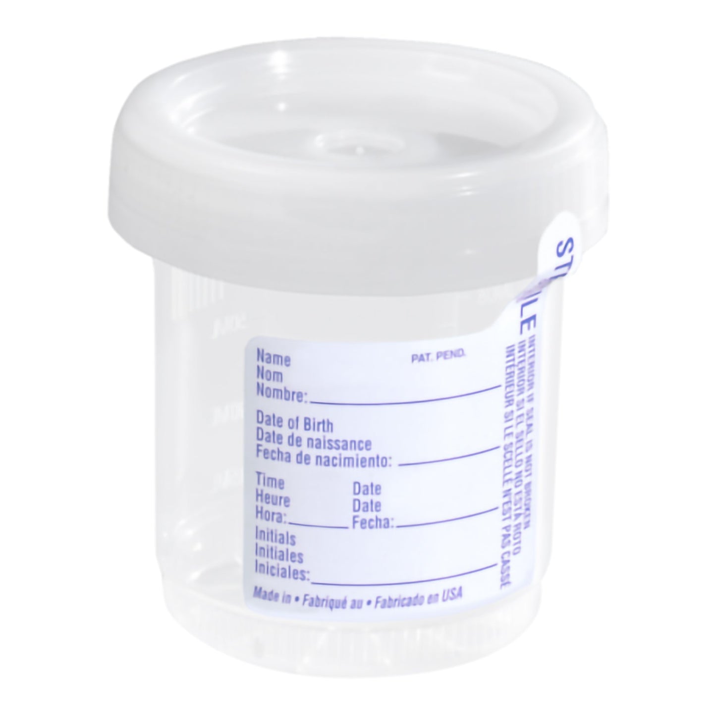 Specimen Container 65 mm Opening 90 mL (3 oz.) Screw Cap Sterile