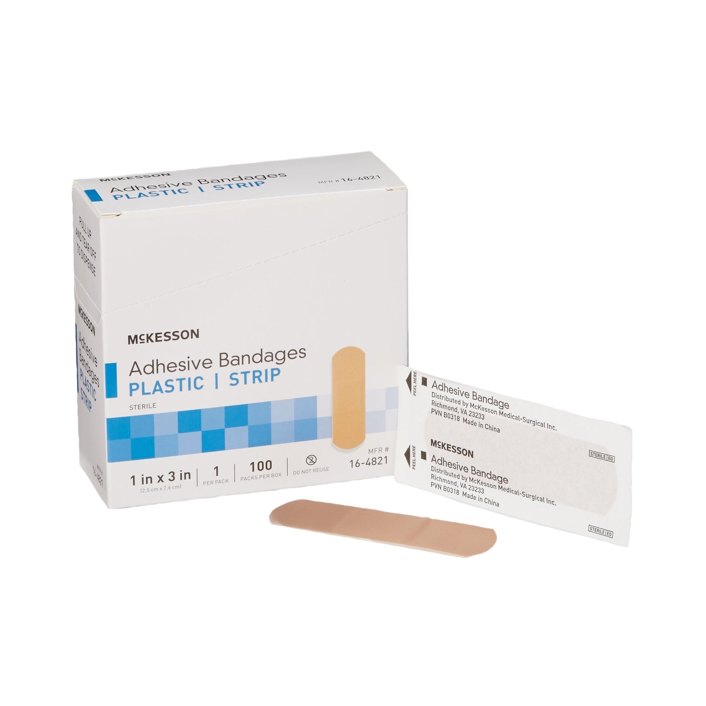 Adhesive Strip McKesson Plastic Tan 1 X 3 Inch Sterile