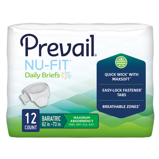 Unisex Adult Incontinence Brief Prevail® Nu-Fit® 2X-Large Disposable Heavy Absorbency