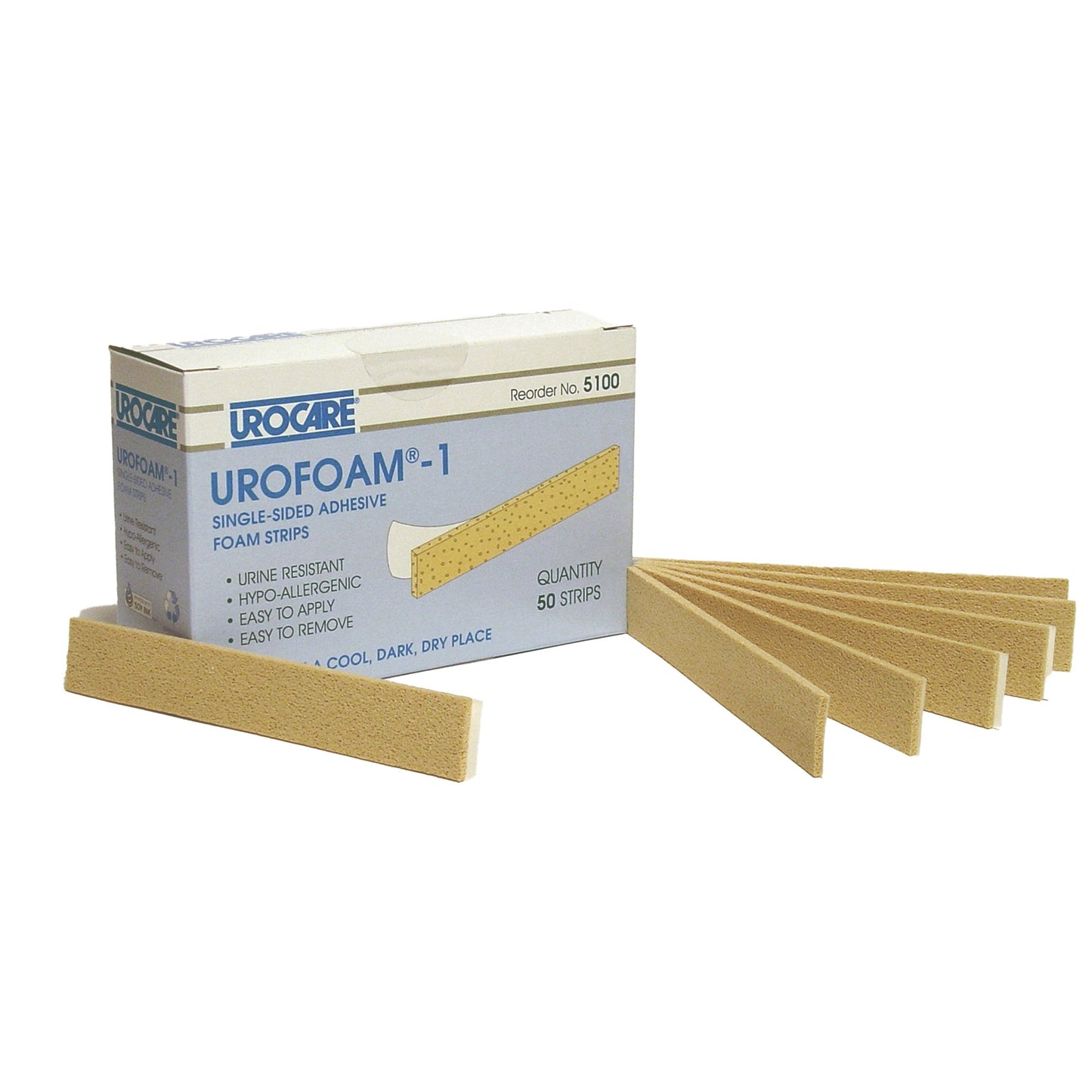 Adhesive Foam Strips Urofoam® 1 Sided, NonSterile, 0.09 X 1 X 5.75 Inch