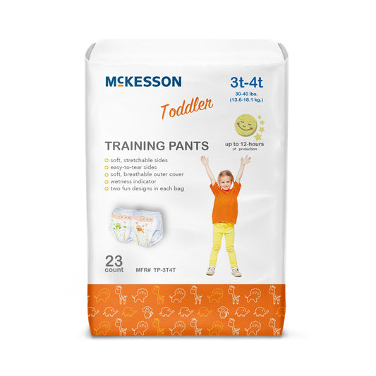 Unisex Toddler Training Pants McKesson Pull On with Tear Away Seams Size 3T to 4T Disposable Heavy Absorbency