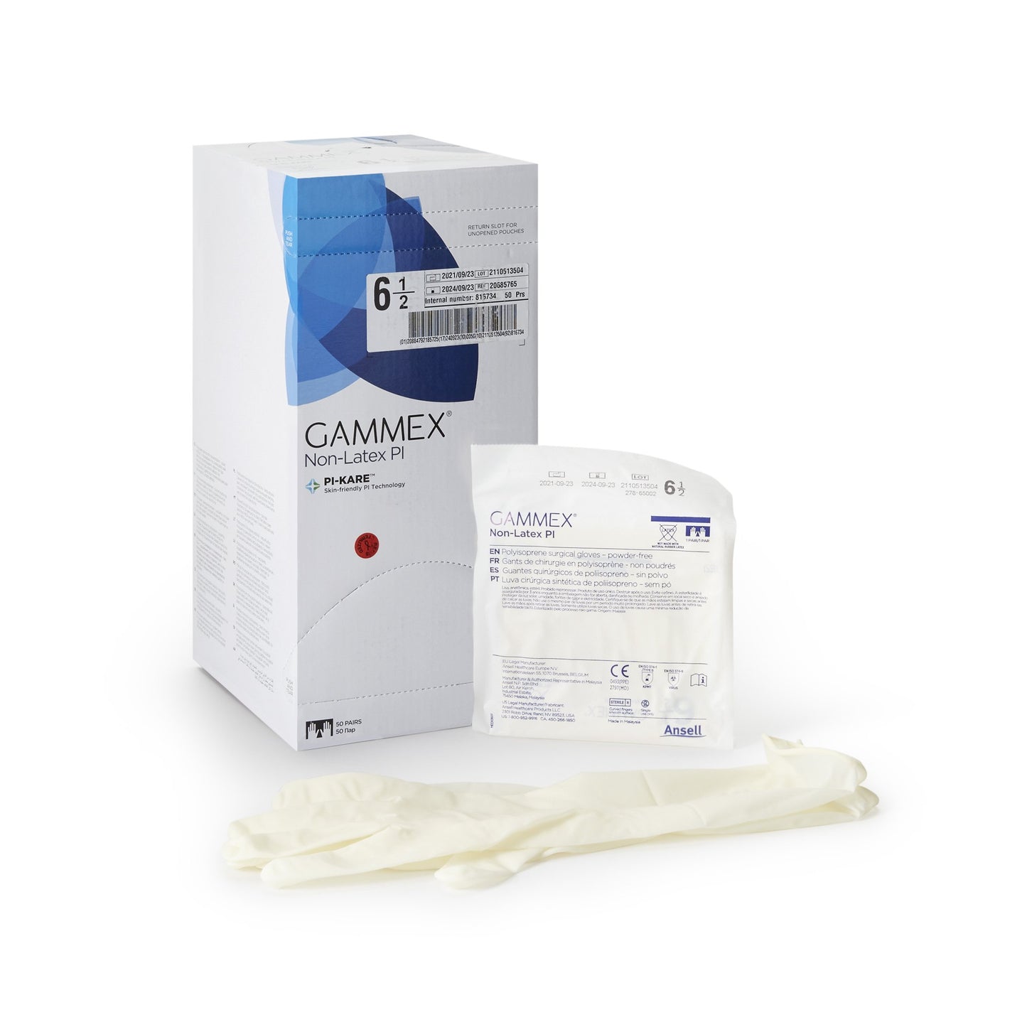 Surgical Glove GAMMEX® Non-Latex PI Size 6.5 Sterile Polyisoprene Standard Cuff Length Micro-Textured White Chemo Tested